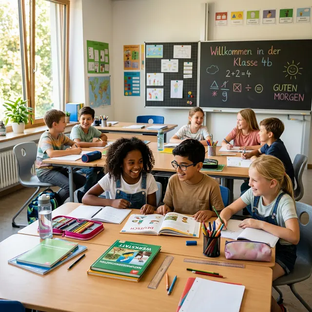 Schüler in einem modernen Klassenzimmer
